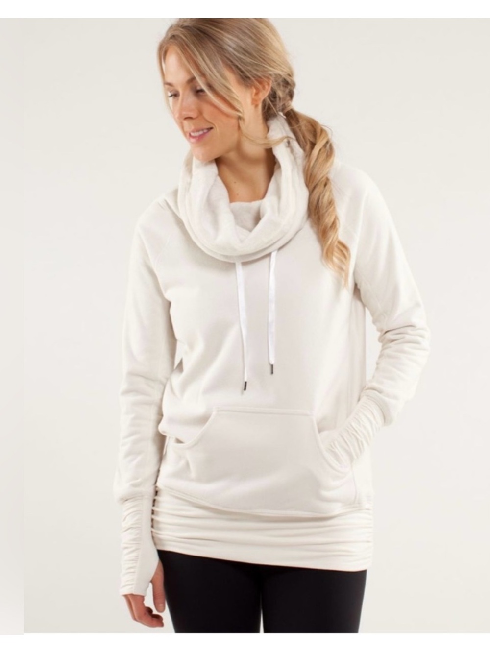 Lululemon Don't Hurry Be Happy Pullover Polar Cream Sweatshirt Women's Size 8